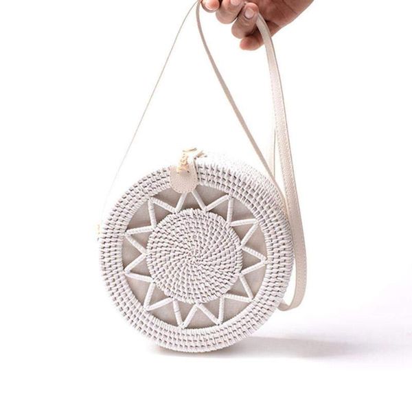 

duffel bags summer shoulder bag handwoven round rattan straw beach handbag retro natural tote crossbody gift for ladies 2021 h