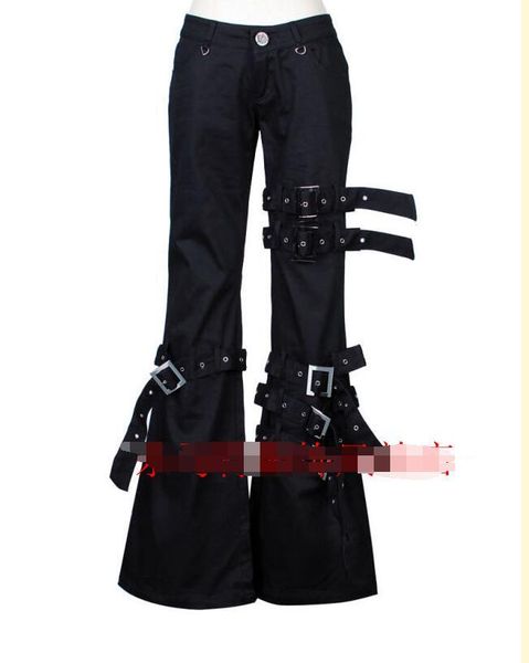 

men's pants korean version of the bell-bottom plus size trousers personality punk performance singer costumes, Black