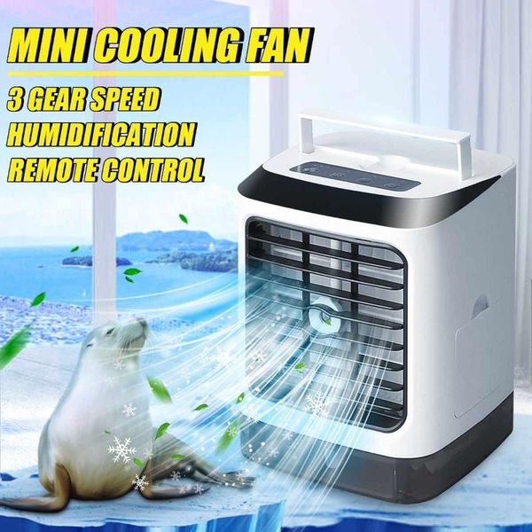 

electric fans mini portable air conditioner cooler humidifier purifier led light 3 gear adjustable deskcooling fan with 480ml tank