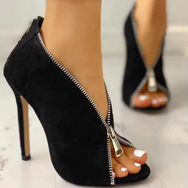 

sandals women's ankle high-heeled boots, gladiator's zipper shoes will see fashion peep foot sandals, wedding party 6ke. a01o, Black