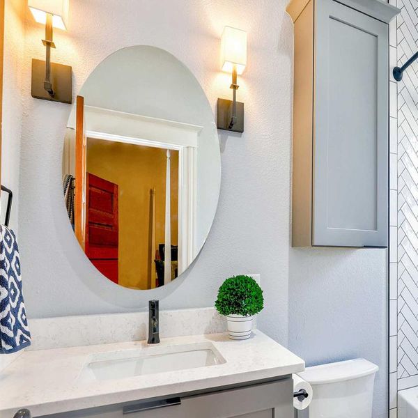 

wall stickers acrylic oval mirror tile reflective self adhesivedecal bathroom decor distorting