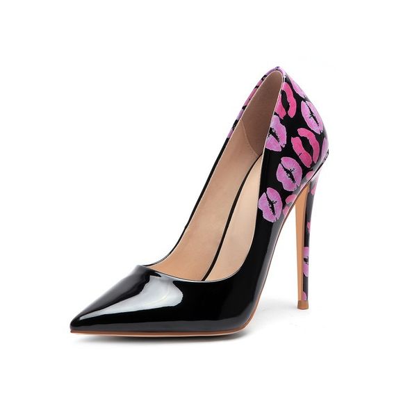 

sandals ol'woman stiletto pumps high pointed toe to beautiful black grey lips dark party shoes plus me size 4-13 txs1