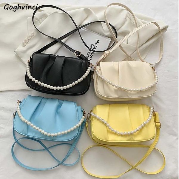 

evening bags pearls shoulder women fashion elegant ol cross body chain bag pu leather candy colors flap handbags pleated ulzzang