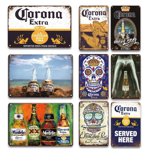 

corona extra metal plate sign vintage beer tin poster kitchen tiki bar decorative plaque retro art home wall stickers