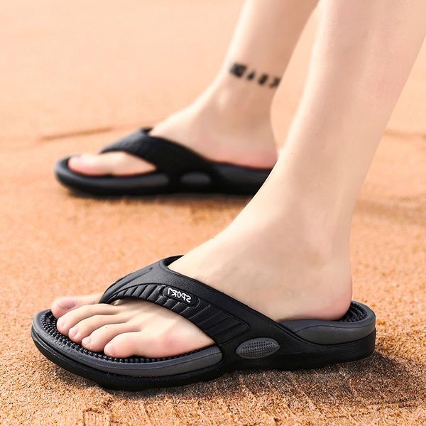 

slippers men beach flip flops 2021 summer casual shoes man slip-on male sandals mens bathroom flop slides zapatos, Black