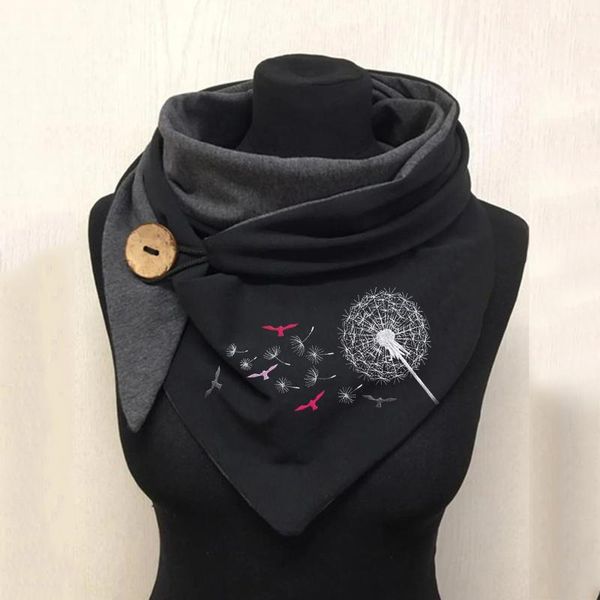 

scarves winter scarf women dandelion printing retro multi-purpose shawl button shawls hijab luxury 2021, Blue;gray