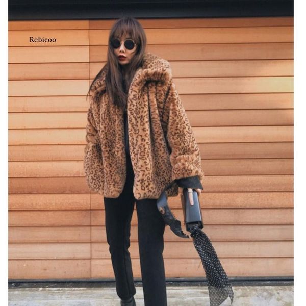 

women's fur & faux winter korean version of the -like casual fashion was thin in long section thickened leopard coat, Black