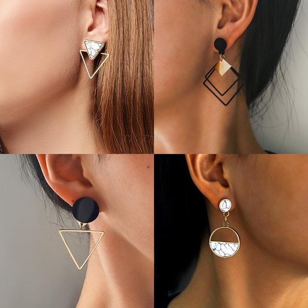 

dangle & chandelier fashion round drop korean earrings for women geometric heart gold earring wedding 2021 kolczyki jewelry, Silver