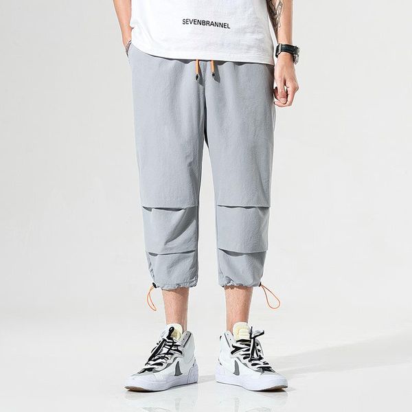 

men's shorts mens pants 2021 casual summer elastic waist solid for men black gray clothing fashion pockets harem, White;black