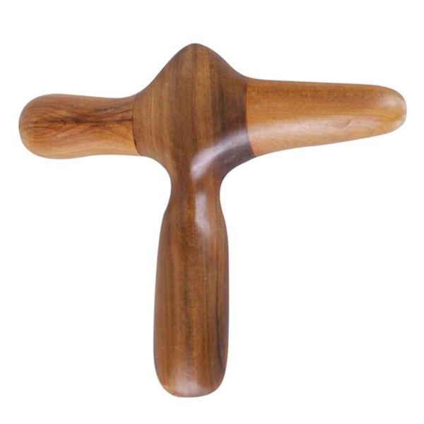

full body massager foot massage wooden stick tool on hand, and face relaxing