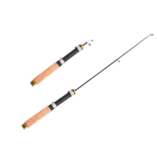 

lce fishing rod tackle 60cm portable carbon fiber river shrimp pole winter pesca elastic anti slip boat rods