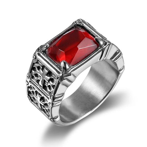 

black red stone cross rings sideway signet for cool boys biker men ar1017 cluster, Golden;silver