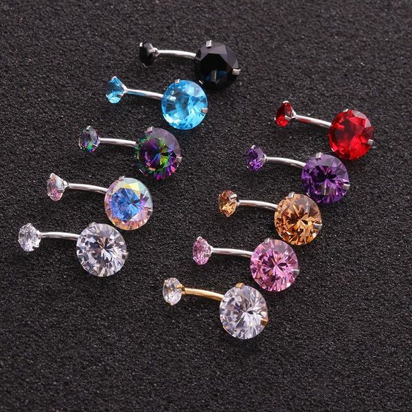 

other 1pc fashion double round cz navel belly button rings stainless steel crystal helix body piercing jewelry, Slivery;golden
