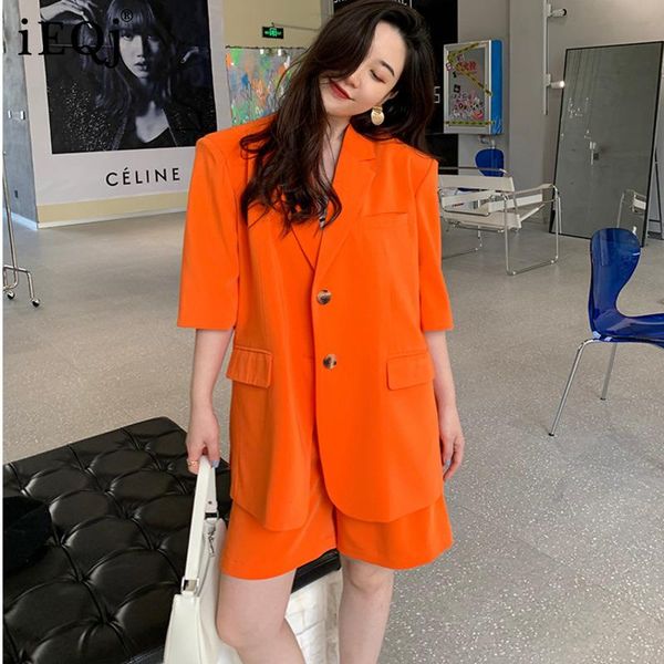 

women's suits & blazers ieqj summer thin casual fashion loose notched short-sleeved big size orange temperament suit jacket women 2021, White;black