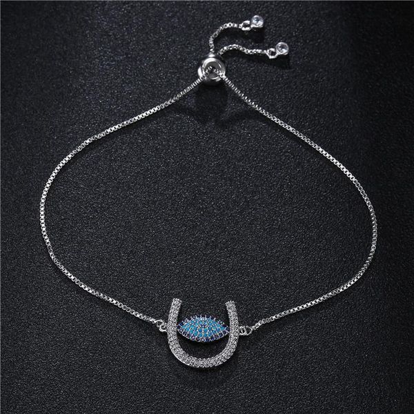 

charm bracelets buy 2021 trendy copper link chain evil eye for women adjustable luxury cubic zirconia female jewelry, Golden;silver