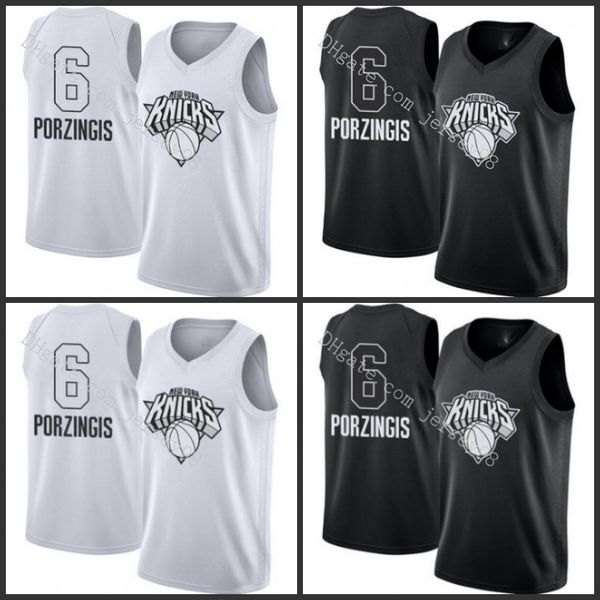 

new york knicks men 6 kristaps porzingis retro basketball jersey, Black