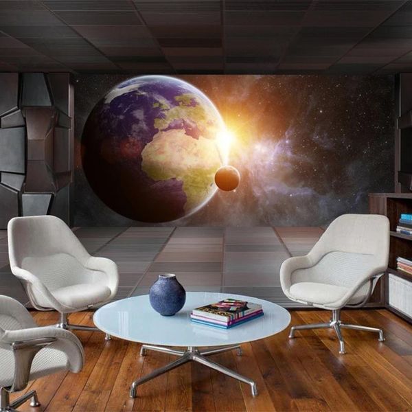 

wallpapers custom mural wallpaper 3d stereo spaceship space planet restaurant bar ktv background wall decor papel de parede sala fresco