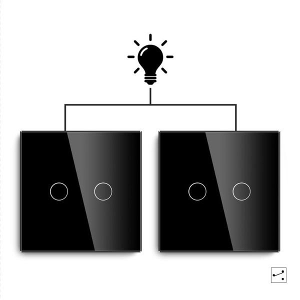 

smart home control 2 pcstouch switch luxury gang way stair eu us standard black white gold in packs 110-220v light glass panel