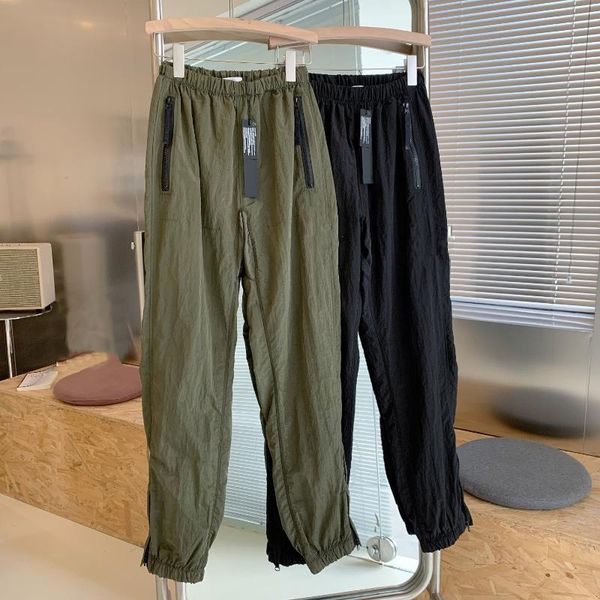 

men's pants 2021 autumn metal nylon functional overalls casual and comfortable mesh lining foot zipper decoration women's trou, Black