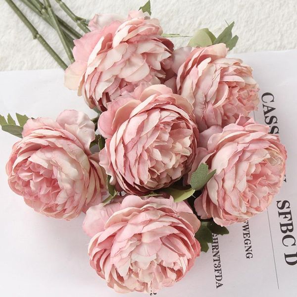 

decorative flowers & wreaths artificial flower peony bouquet silk simulation wedding decoration bridal home room