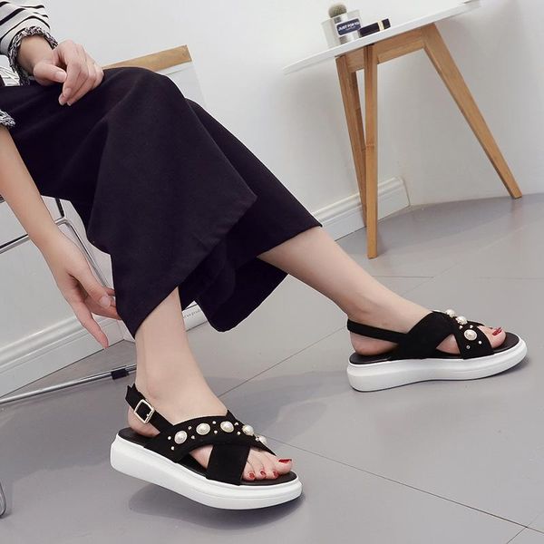 

sweet suede women sandals open toe rivets casual female shoes gladiator, Black