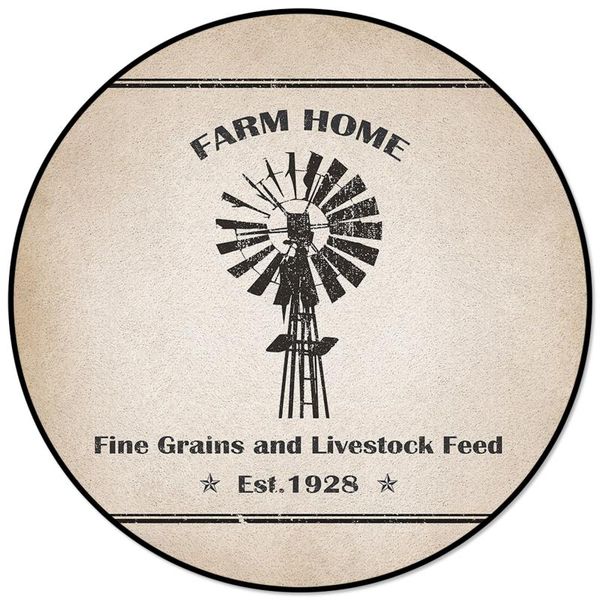 

carpets farm windmill retro round anti-slip carpet children bedroom rug living room mat computer chair pad