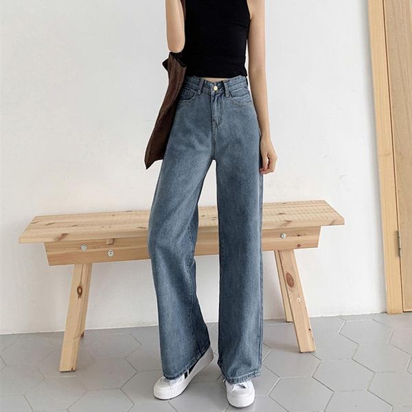 

women's jeans wide-leg women 2021 spring loose casual pants trousers, Blue