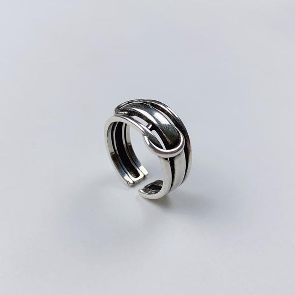 

cluster rings promotions vintage goth adjustable finger ring 925 sterling silver for women men kpop antique trendy charms couple jewelry, Golden;silver