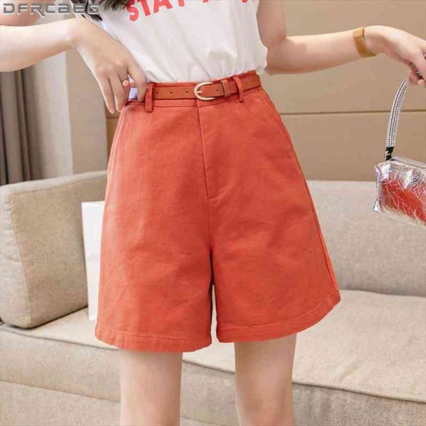 

summer streetwear fashion korean style women shorts candy colors kawaii femme loose wide leg orange green, White;black