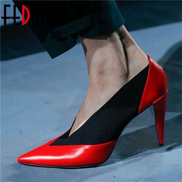 

brand design women pumps spring summer arrival fashion genuine leather high heels party shoes woman night club dress, Black