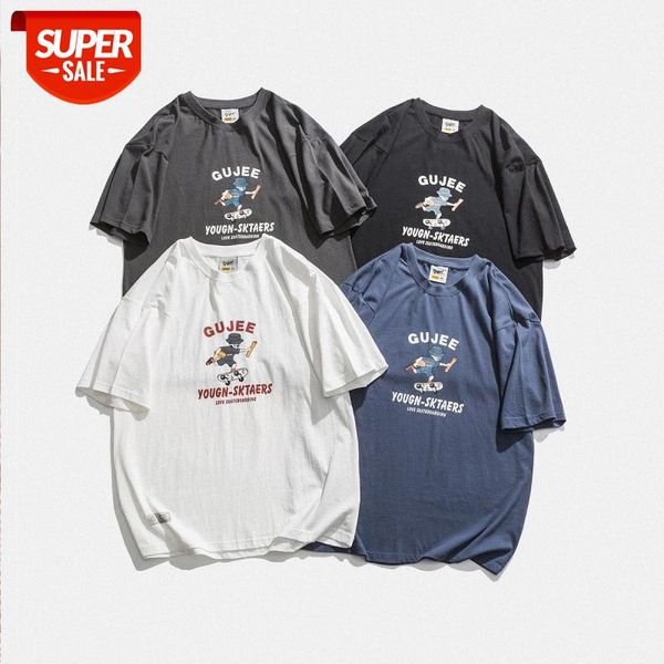 

round neck short-sleeved t-shirt male student base shirt loose casual printing half-sleeved #ex3c, White;black