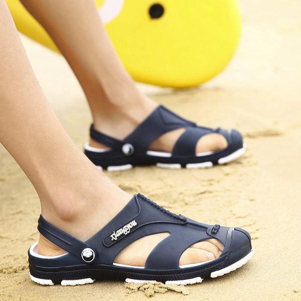 

slippers men shoes men's outdoor hole wading summer fashion sandals beach comfort flip flop zapatos de hombre, Black