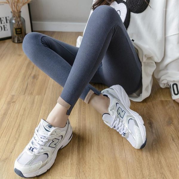 

women's leggings women plus size 4xl slim elastic large pants with thin velvet for autumn winter, Black