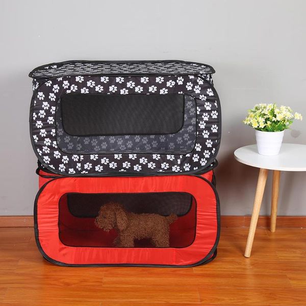 

portable folding rectangular pet tent dog cage playpen fence puppy kennel cat play tents tunnel breathable house kennels & pens