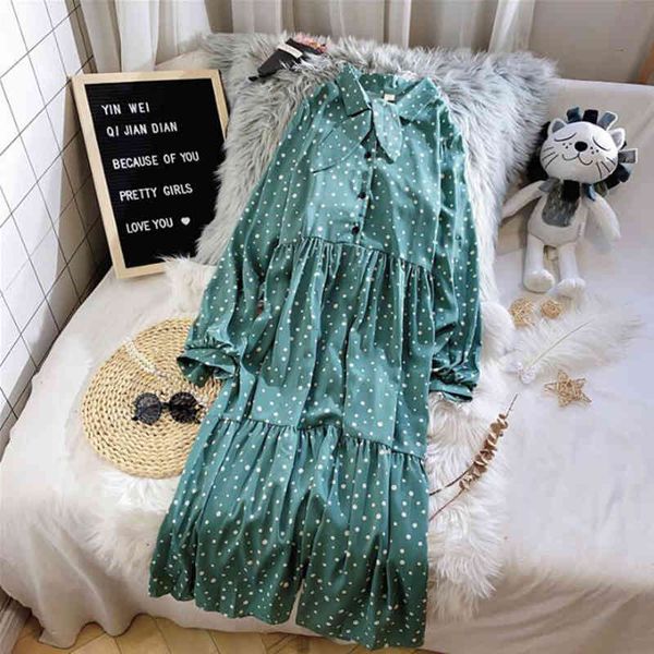 

dresses spring summer women chiffon casual long sleeve dot print es high waist elegant ruffles loose midi, Black;gray