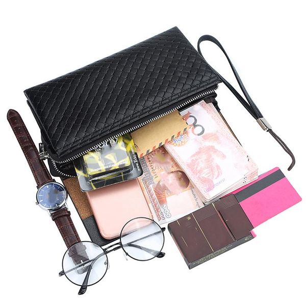

multifunctional men business handbag clutches male large purses casual envelope capacity pu leather handy bag wallets, Red;black