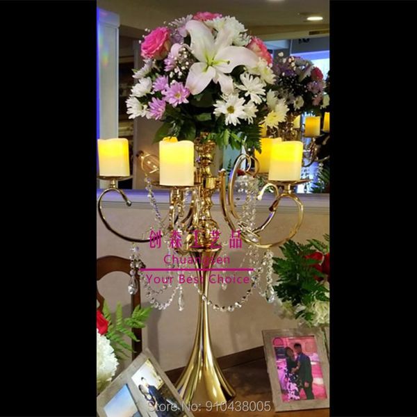 

candle holders crystal flower vase tealight christmas candlesticks wedding xmas party dinner table centerpieces gold candelabras