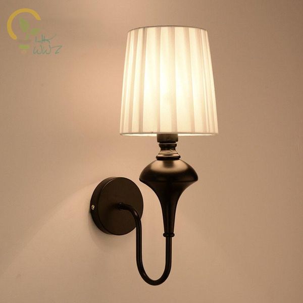

wall lamps modern led lamp el lighting fabric lampshade sconce for corridor balcony bedroom white black bedside lights