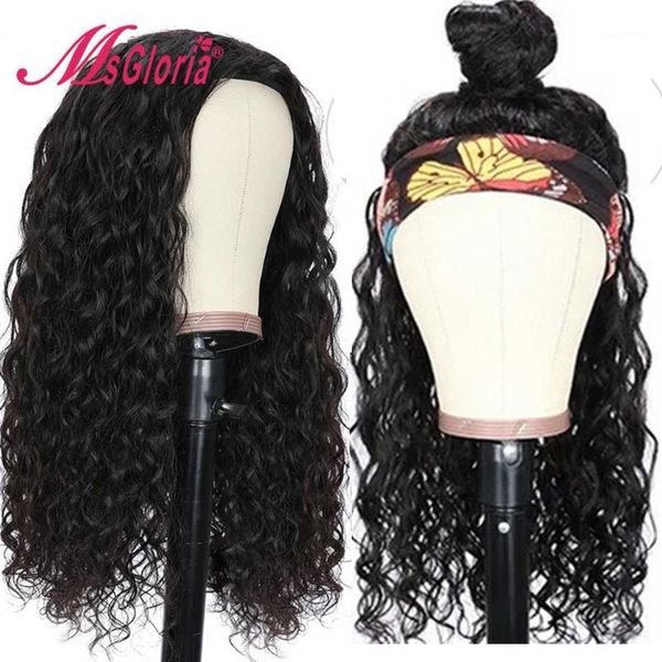

natural wave human hair wigs black color headband wig for women brazilian remy glueless machine made1, Black;brown