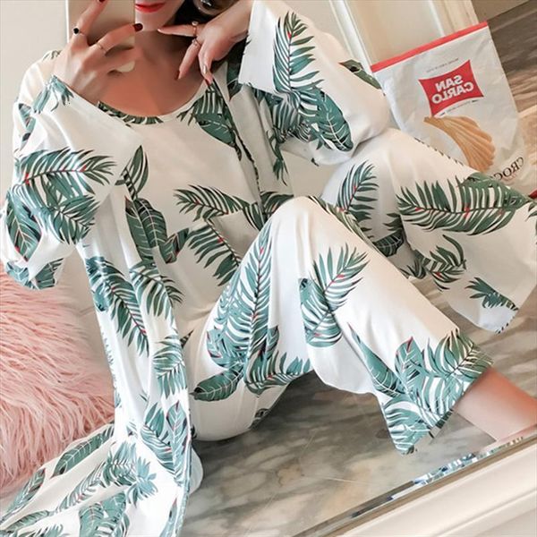 

3 pieces pajamas sets women sleepwear spring and summer wear pajama nightdress robe pant female, Black;red