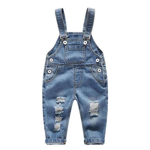 

jumpsuits kids overalls jeans baby spring boys girls pants toddler trousers clothing children ripped 18m-5t, Blue