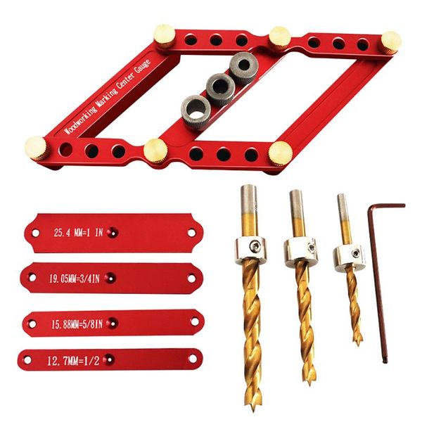 

professional hand tool sets 2 in 1 scriber line drawing marker pocket hole doweling jig kit woodworking locator drill guide puncher carpentr