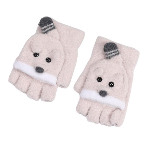 

earrings & necklace plush gloves winter cartoon half finger mittens with flip soft elastic stretchy glove for kids driving b03b, Silver