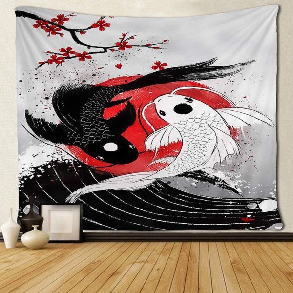

tapestries fish yin yang tapestry wall hanging beach throw trippy decorative bedspread dorm room 3 size