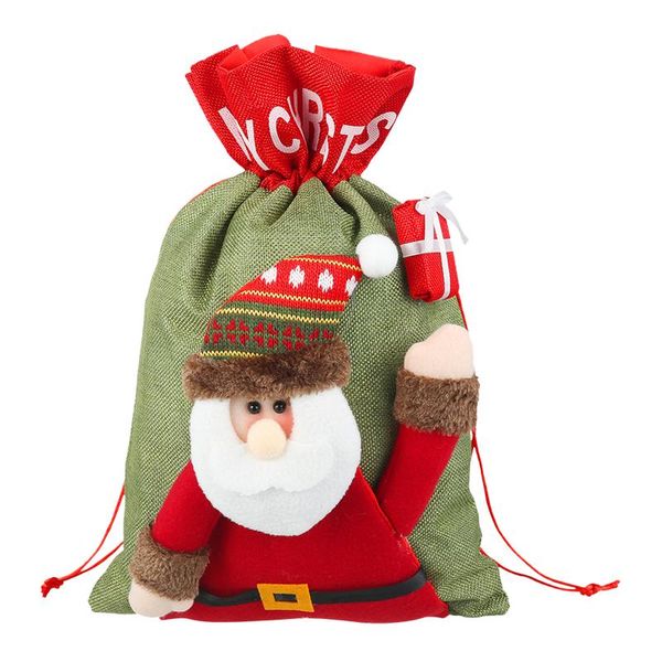 

christmas decorations gift bag non-woven cloth santa/snowman/deer pattern drawstring pocket candy cookie storage pouch xmas
