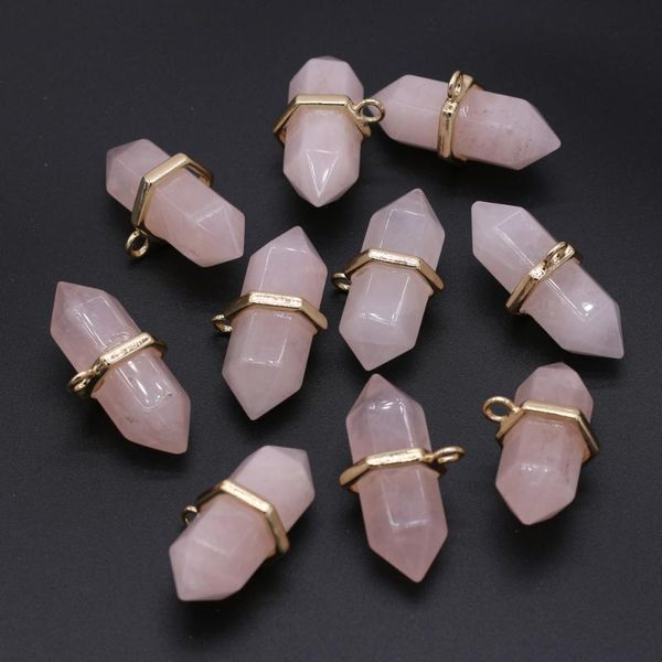 

charms natural semi-precious stones crystal powder pendant two pointed for jewelry making diy necklace bracelet accessories, Bronze;silver