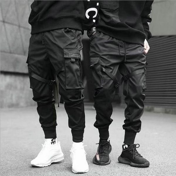 

Trousers, men's casual wear, hip-hop dance, pocket, cotton, Harajuku, fashion, 2022, Black