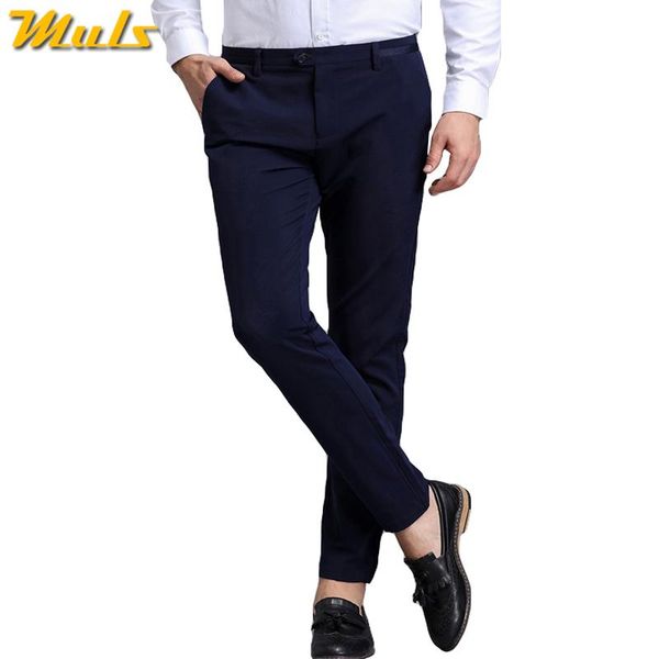 

men's pants 2021 autumn fashion men slim fit classic business mens trousers for male zipper black blue size 28-35 9828