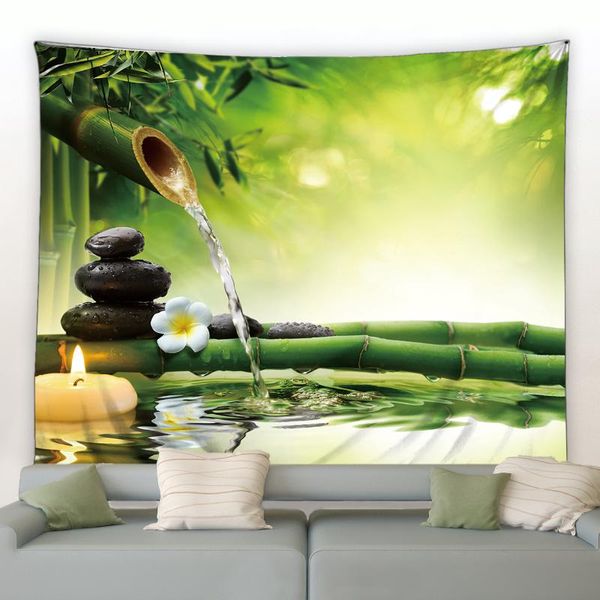 

tapestries zen garden tapestry wall hanging bamboo plant leaf flower stone art for living room background bedside cloth home decor