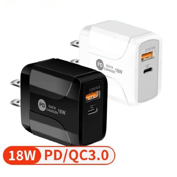 

new 18w qc3.0 fast quick pd type c wall charger plug for iphone samsung tablet pc